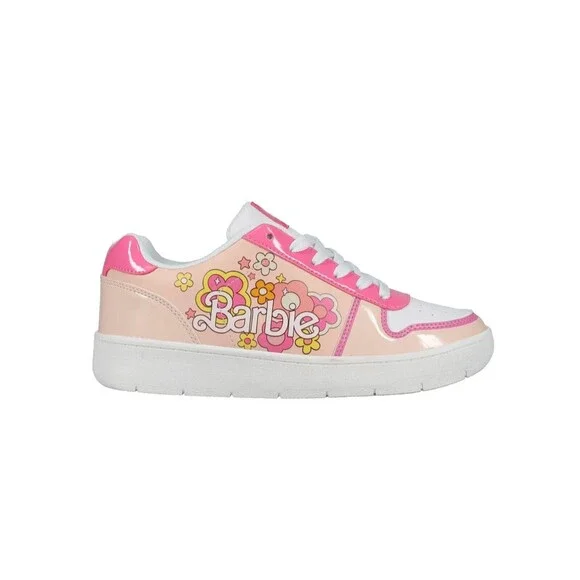 Women's Barbie by Mattel White Pink Floral Court Sneaker Size 10 - Picture 2 of 7